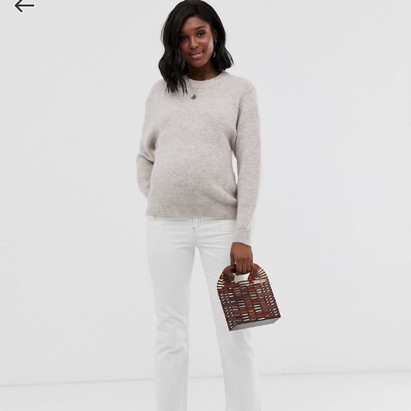 Asos Maternity Beige Balloon Sleeve Sweater - Picture 4 of 7